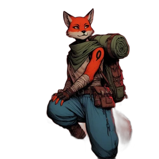 jacket, staff, animal, weapon transparent PNG cut-out