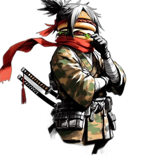 mask, weapon, staff, jacket transparent PNG cut-out