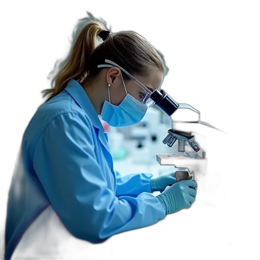 person, lab, coat, protective transparent PNG cut-out