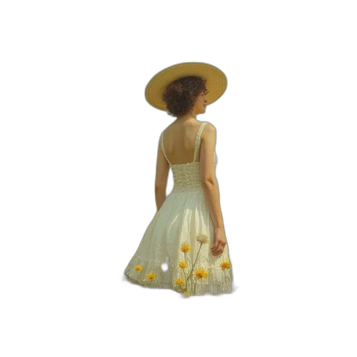 dress, hat, jewelry, staff transparent PNG cut-out