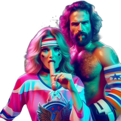vaporwave, concept art, comic book art, fantasy art transparent PNG cut-out