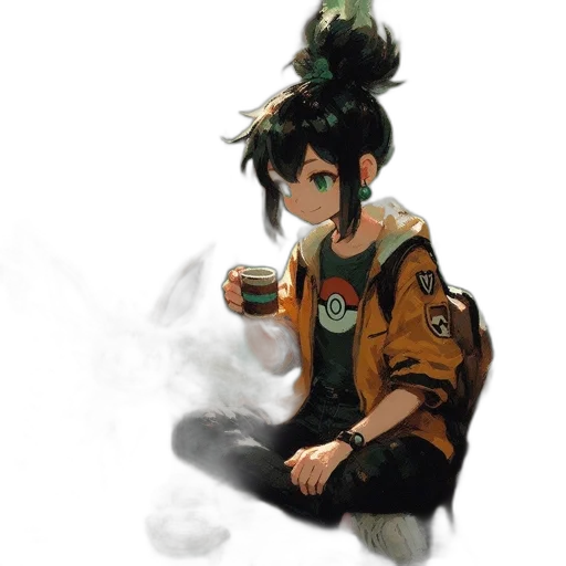 jacket, dragon, staff, face transparent PNG cut-out