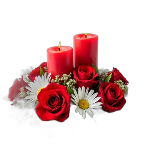flower, photorealistic, red, festive transparent PNG cut-out