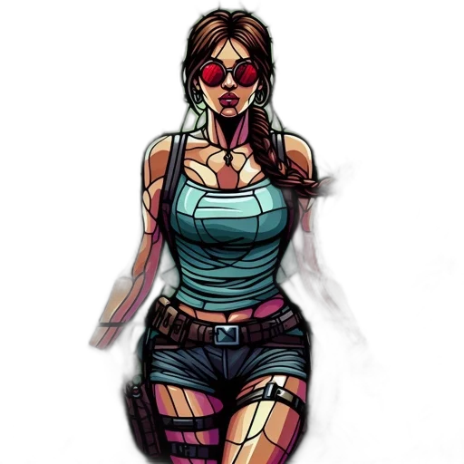 comic book art, concept art, cyberpunk, pixel art transparent PNG cut-out