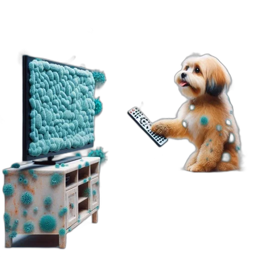 furniture, 3d render, dog, holds transparent PNG cut-out