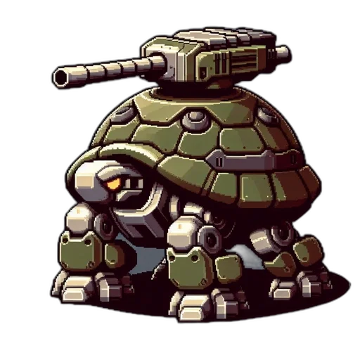 robot, weapon, animal, pixel art transparent PNG cut-out