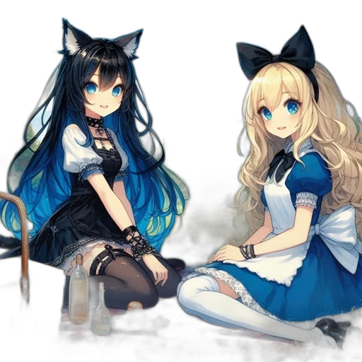 dress, staff, anime, fantasy art transparent PNG cut-out