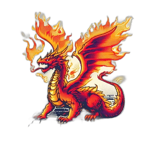 dragon, staff, pixel art, fantasy art transparent PNG cut-out