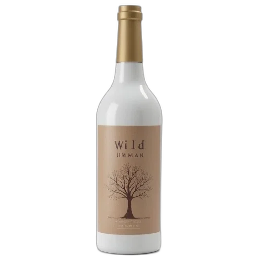 bottle, white, brown, label transparent PNG cut-out