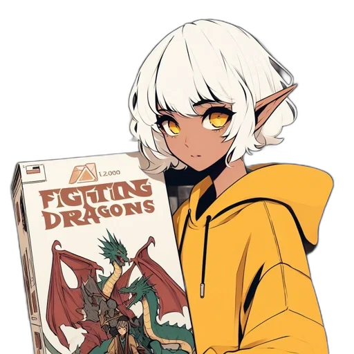 dragon, weapon, staff, jacket transparent PNG cut-out