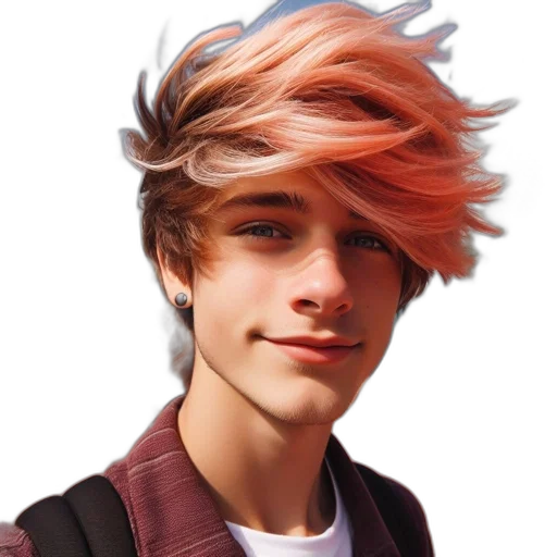 hair, face, hat, jacket transparent PNG cut-out