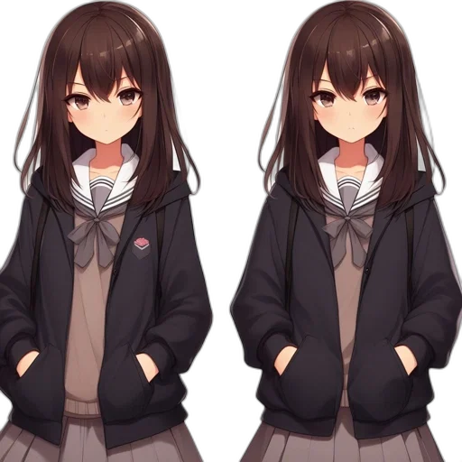 jacket, dress, creature, hair transparent PNG cut-out