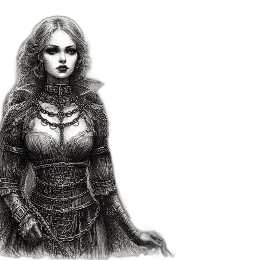 dress, face, sword, crown transparent PNG cut-out