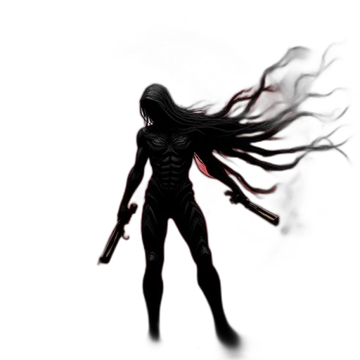 hair, creature, staff, weapon transparent PNG cut-out