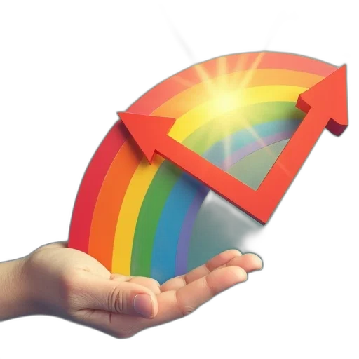 umbrella, 3d render, colorful, rainbow transparent PNG cut-out
