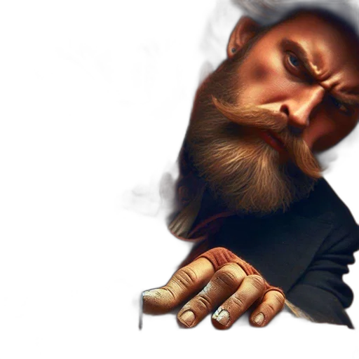 face, staff, concept art, photorealistic transparent PNG cut-out