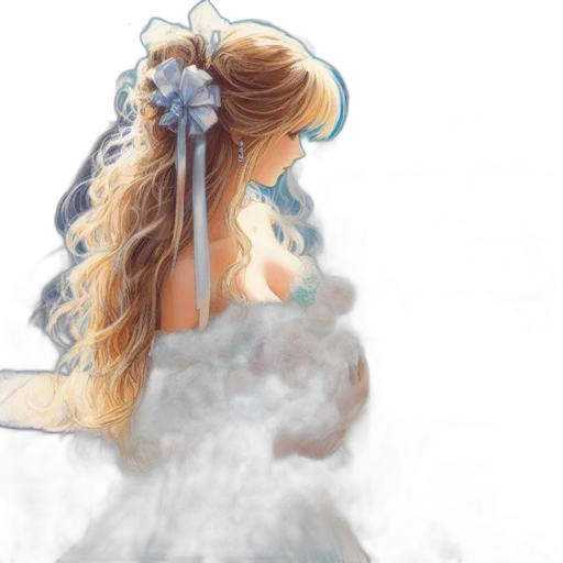 dress, staff, hair, crown transparent PNG cut-out