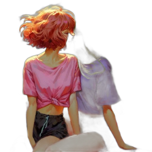 dress, jacket, hair, mask transparent PNG cut-out
