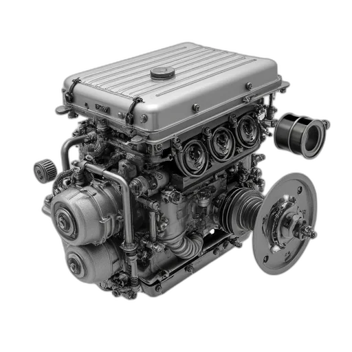 car, 3d render, exploded, rear transparent PNG cut-out