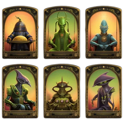 concept art, fantasy art, green, six transparent PNG cut-out