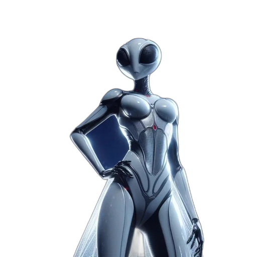robot, dress, concept art, 3d render transparent PNG cut-out