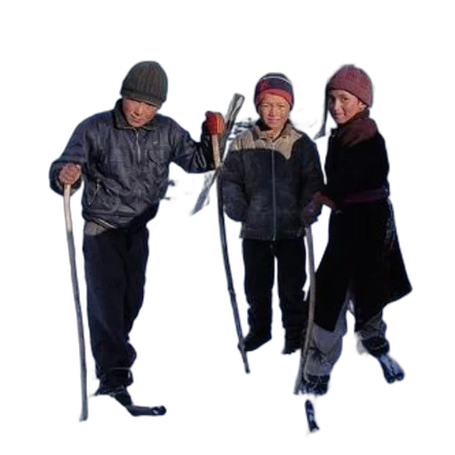 staff, 3d render, snow, three transparent PNG cut-out