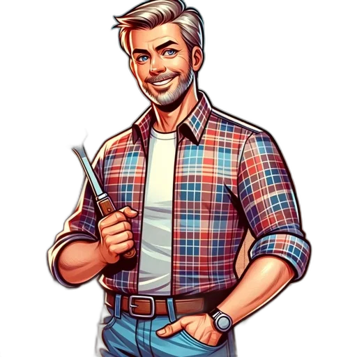 staff, jacket, weapon, comic book art transparent PNG cut-out