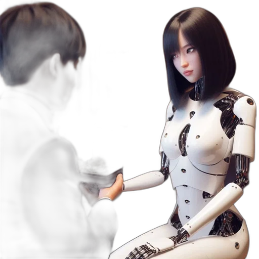robot, concept art, 3d render, cyberpunk transparent PNG cut-out