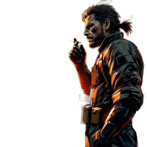 jacket, weapon, face, staff transparent PNG cut-out