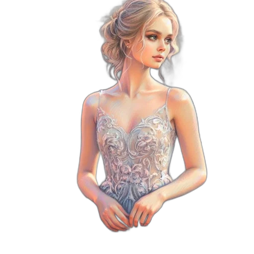 dress, jewelry, crown, face transparent PNG cut-out