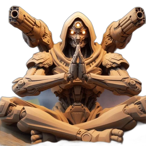 robot, weapon, mask, jacket transparent PNG cut-out