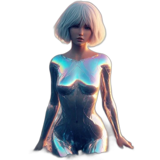 dress, robot, creature, hair transparent PNG cut-out