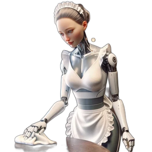 robot, dress, weapon, staff transparent PNG cut-out