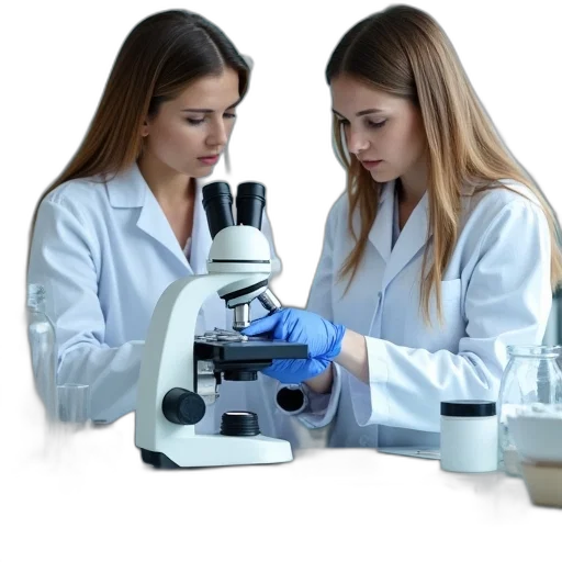 two, women, white, lab transparent PNG cut-out