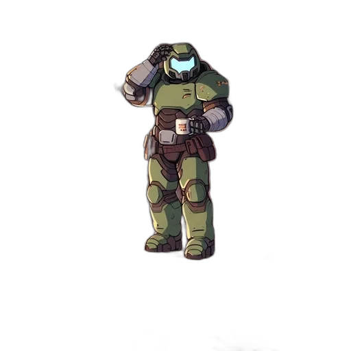 robot, weapon, jacket, staff transparent PNG cut-out