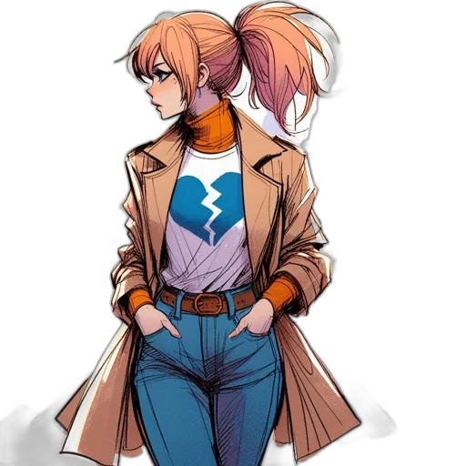 jacket, staff, concept art, comic book art transparent PNG cut-out
