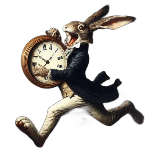 photorealistic, 3d render, frantic, rabbit transparent PNG cut-out