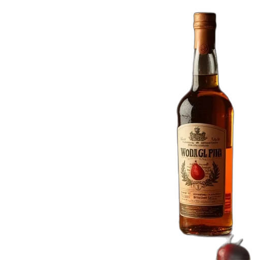 bottle, 3d render, alcohol, label transparent PNG cut-out