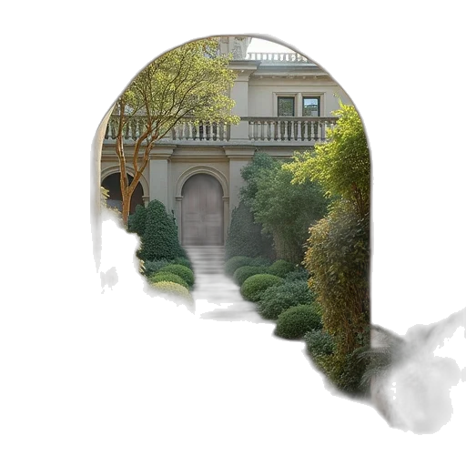 building, face, mask, photorealistic transparent PNG cut-out