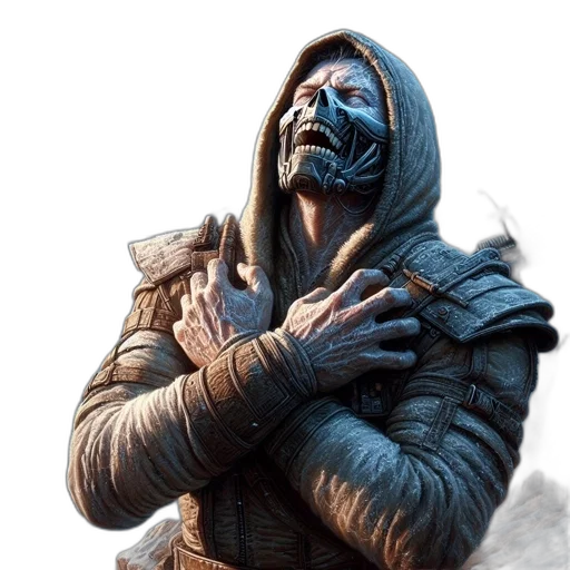 mask, face, jacket, weapon transparent PNG cut-out