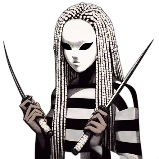 staff, weapon, mask, hair transparent PNG cut-out