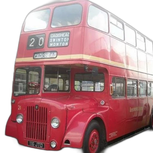 red, double-decker, bus, route transparent PNG cut-out