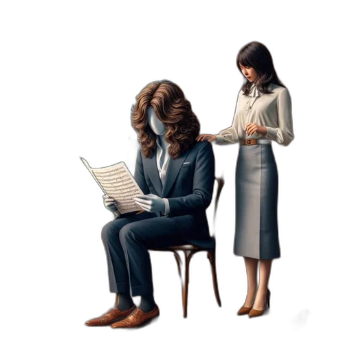 hair, dress, furniture, staff transparent PNG cut-out