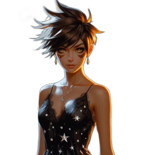 dress, staff, jacket, hair transparent PNG cut-out