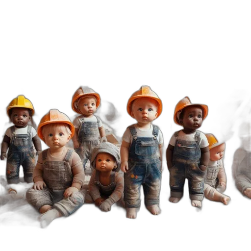3d render, concept art, earth tones, babies transparent PNG cut-out