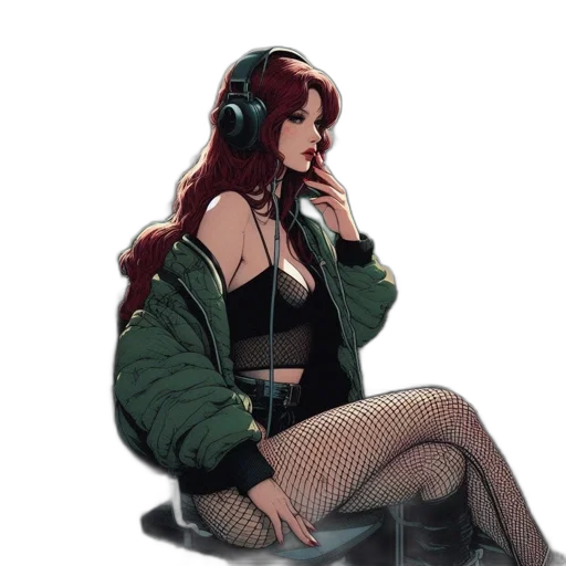 jacket, cyberpunk, comic book art, concept art transparent PNG cut-out