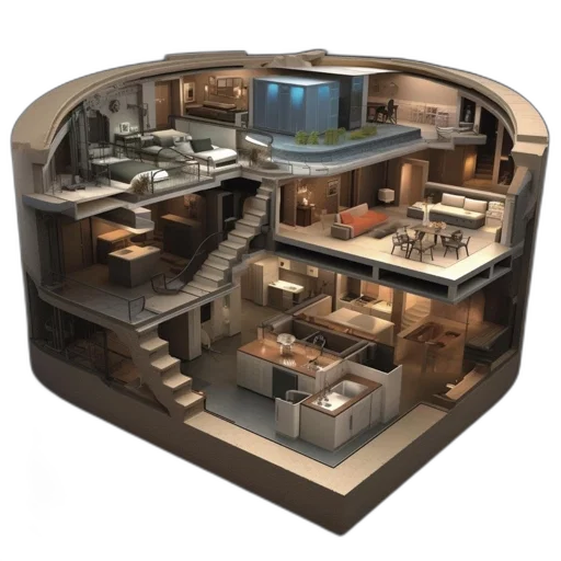 building, furniture, 3d render, concept art transparent PNG cut-out