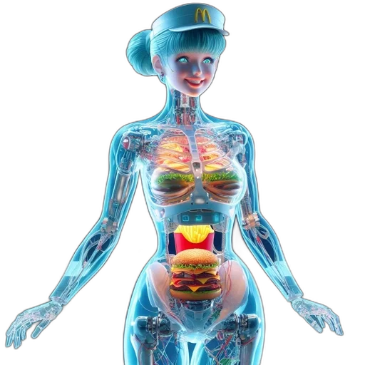 robot, food, concept art, 3d render transparent PNG cut-out