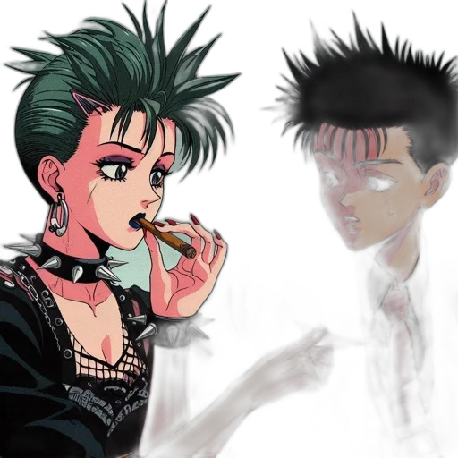 concept art, anime, cyberpunk, vaporwave transparent PNG cut-out