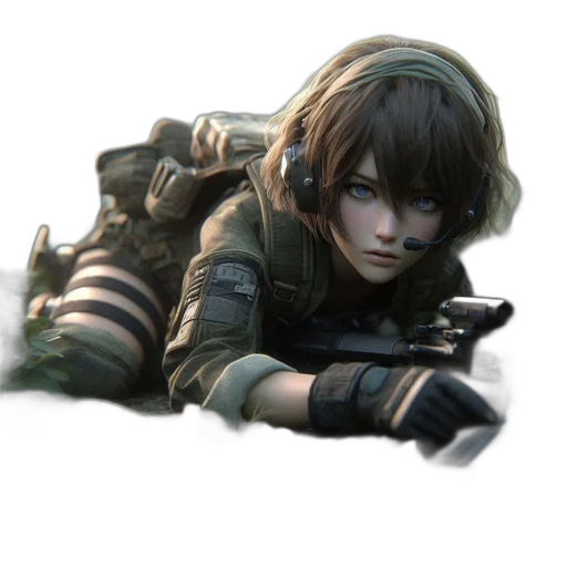 weapon, face, jacket, creature transparent PNG cut-out